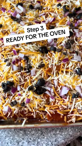 Step 3 Time for the oven #contentcreator #tikotker #dinner #DinnerIdeas #dinnerwithme #dinnertime #mexicanfood #enchiladas 
