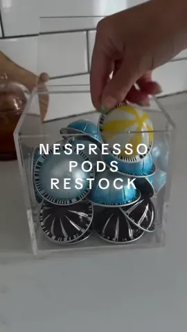 a little @Nespresso pod restock asmr🫶🏻 #nespressovertuo #nespresso #coffeebarathome #coffeeasmr #nespressopods #amazonfinds #nespressopodrestock #restocking #asmrsounds #restockasmrorganization #organization #kitchenorganization #espressopods #teamwork #teamworktrend 