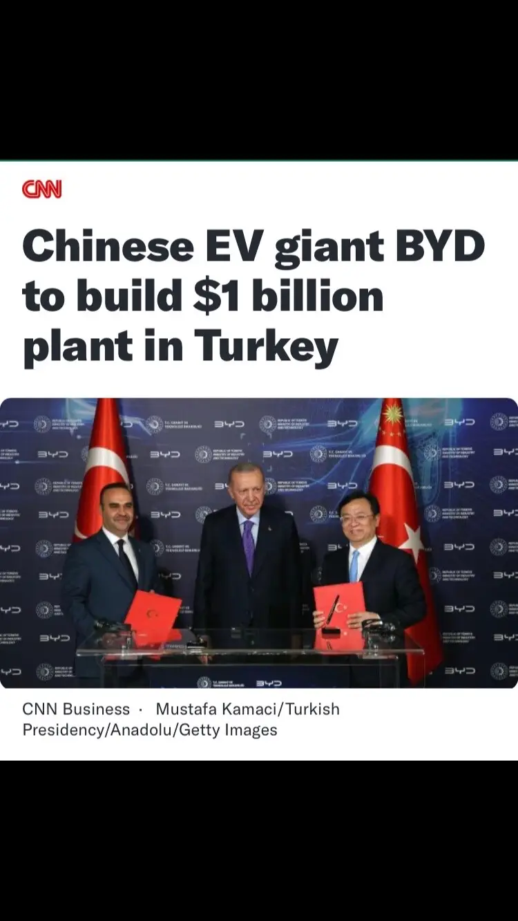 Chinese EV giant BYD to build $1 billion plant in Turkey #china #byd #turkey #chinatiktok 