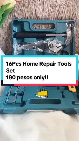 16Pcs Home Repair Tools Set 180 pesos only!! Super sulit!! #homerepair #toolset #homerepairtools #aenttandem #homeessentials #toolssetbox 