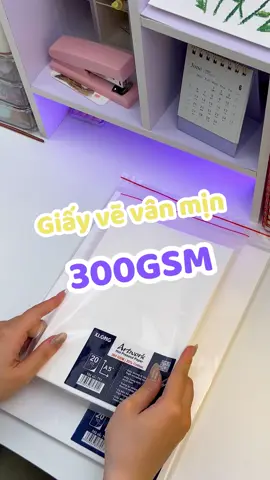 Giấy vẽ màu nước vân mịn Hot Pressed 300GSM 25% cotton size A4+ A5+ A6+ #klong #vẽtranh #watercolor #artwork #art #fyp 