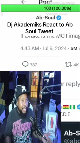 Dj akademiks react to ab soul tweet for drake redemption in battle with kendrick lamar #hiphop #dj #akademiks #react #reactions #music 