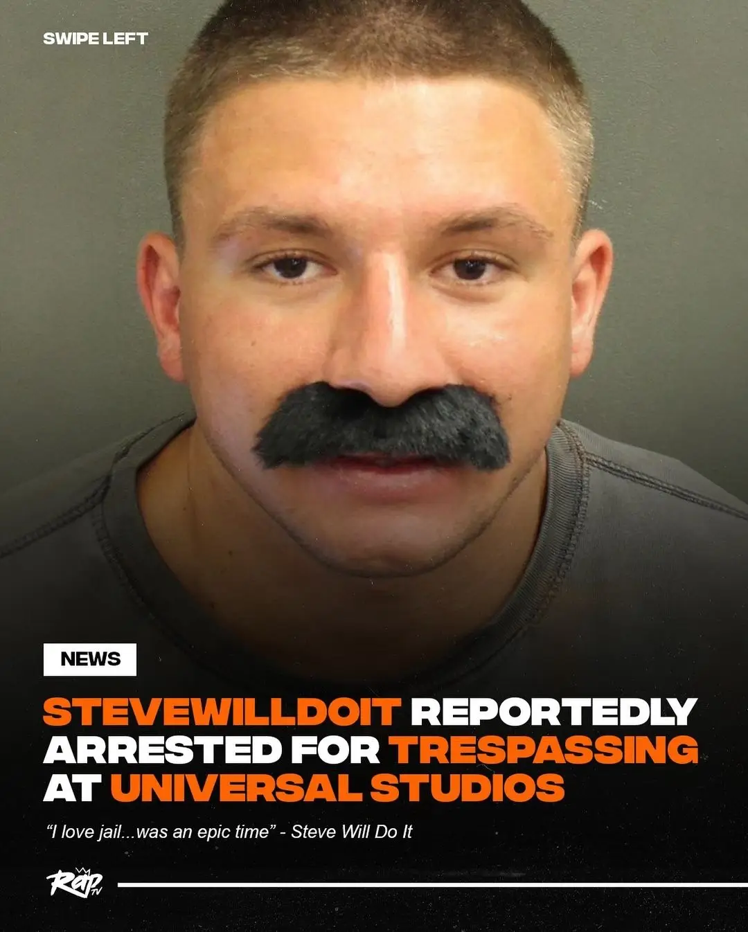 #SteveWillDoIt speaks out after getting arrested for allegedly trespassing Universal Studios in a disguise‼️👀 Do y’all think the mugshot is real⁉️😳 #RapTV 