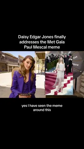 @whowhatwear did divine work and finally asked Daisy Edgar Jones about the Met Gala Pic meme of Paul Mescal once again staring at her. Looks like Daisy is in a little bit of denial… . . . #DaisyEdgarJones #PaulMescal #Twisters #Gladiator2 #FYP #NormalPeople #MetGala #MetGalaPic #MetGalaMeme 