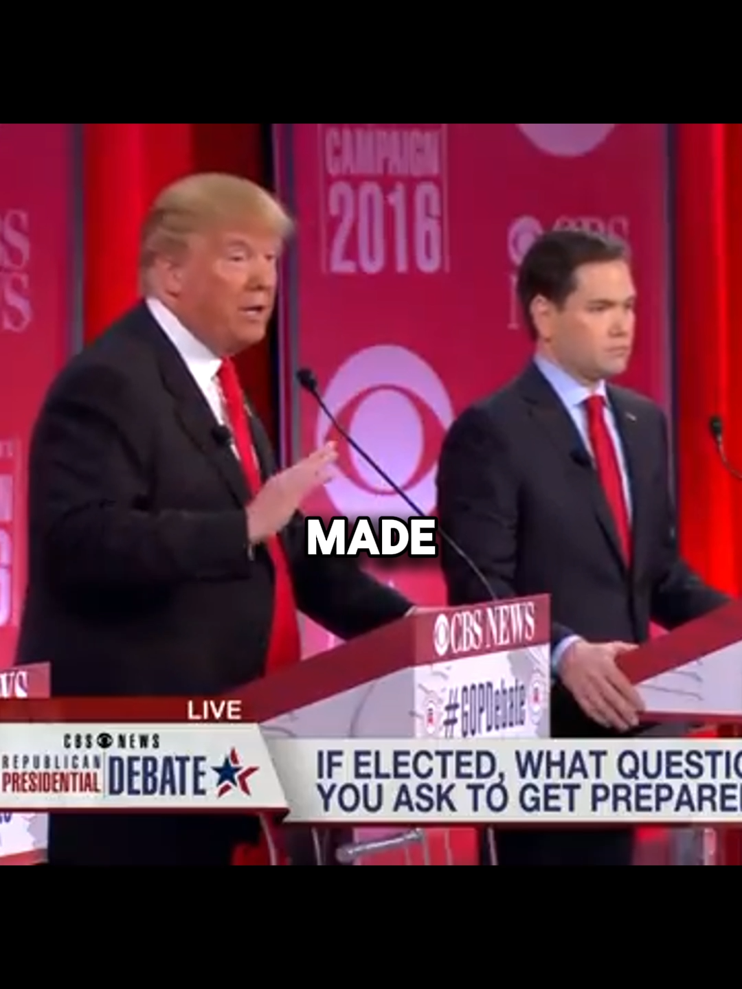 (3/10) Trump exposes the misguided strategy in Syria Moderator: Governor Bush you said defeating ISIS requires defeating Asad... Trump: Jeb is so wrong.... proceeds with a mic drop moment Ninth GOP Debate - February 13, 2016 (CBS)