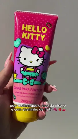 o cheirinho e o brilho que fica é tudoo!! 🍇🍓🍒 #hellokitty #cabelo #produtoscabelo #produtosdebeleza #fyp #girlytok #elseve 
