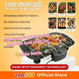 EuroHauz Smokeless Grill with Free 8pcs Knife Set #eurohauzsmokelessgriller #smokelessindoorgrill #indoorgrill #fypシ゚viral #fyp 