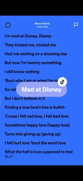 Mad at Disney🎶 by: salem ilese #lyrics #spotify #kantakamuna🎤🎶 #oooooomerr_ #fyp 