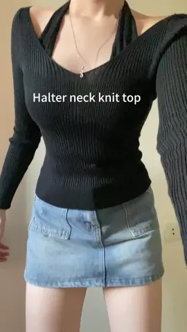 Knit long sleeves top🤩so affordable!!!korean style #knitwear #knittop #longsleeveshirt #haltertop #fyp #foryou 