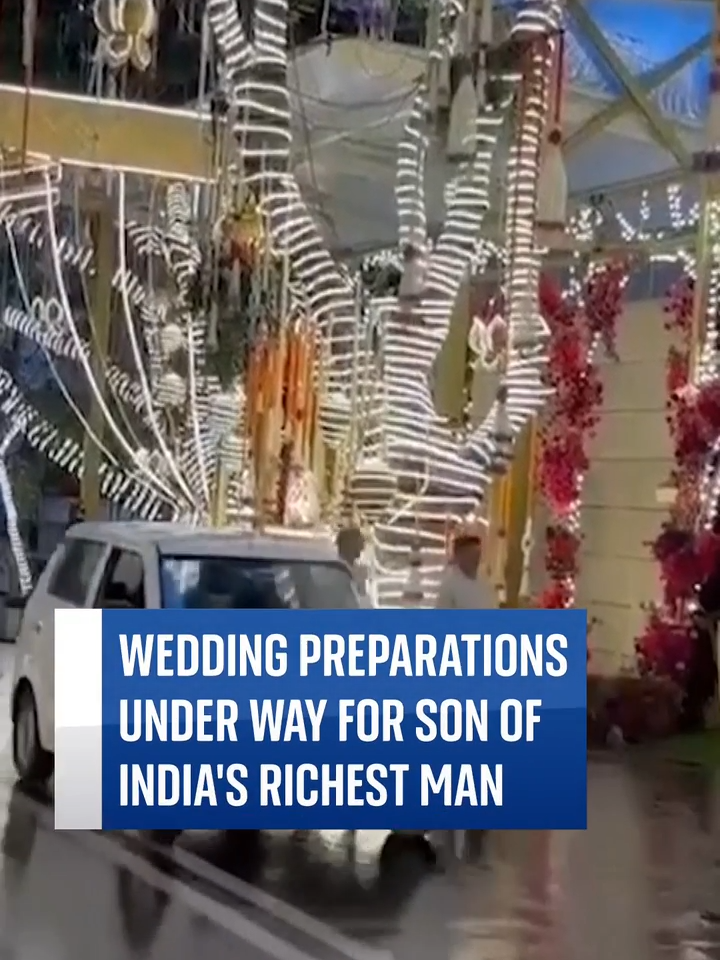 Wedding preparations for son of India's richest man