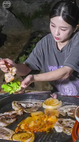 냉삼겹살에 구운 김치 #samgyeopsal #koreanbbq #porkbelly 