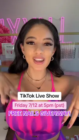 Join me on TikTok Live tonight at 5 PM (PST) 🥰🎉 We’re doing over 10 GIVEAWAYS, including our NEW Press-On Nail Removal Kit. Let me know if you’ll be there! #tiktoklive #giveaway #pressonnails 