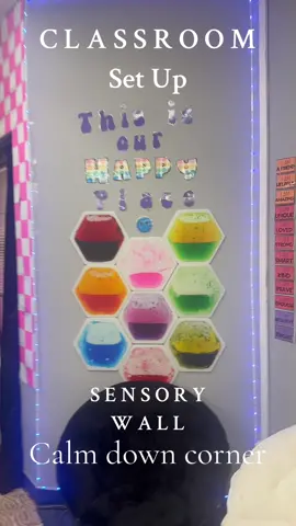 Special education teacher must have for your classroom, sensory stimulation student wall #liquidfushion #autism ##sensorystimulation #specialeducationstudents #specialeducationresource #sensorywall #calmdowncorner 