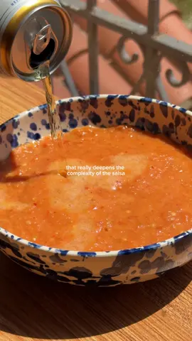 SALSA BORRACHA🍺🌶️🧅 Welcome to ep. 14 of my salsa series! We're back with a salsa called Salsa Borracha, also known as drunken salsa, where we introduce an ingredient not often seen in salsas—beer! A Mexican lager is simmered with all ingredients, adding a subtle boozy undertone that deepens its overall complexity. This salsa is so unique and delicious when paired with carne or pollo asado.  Full recipe details are listed on my IG - like + save this post to make this weekend! #ugccreator #foodcontentcreator #latinacontentcreator #fyp #salsarecipe #salsaborracha 