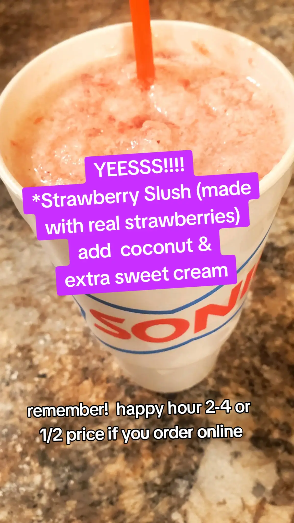 I've been living under a rock. I've just discovered SONIC special drinks. This reminds me of a frozen drink on vacay. 🍹🍹 OMG! please go try it and let me know what ya think. ❤️ #sonic #sonicslush #beachvibes 