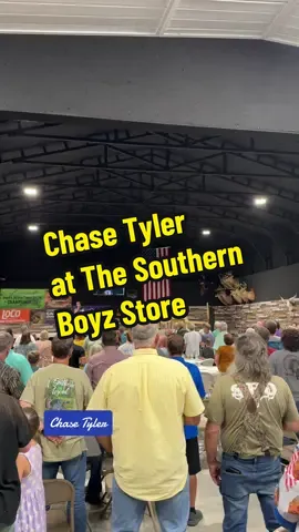 Chase Tyler singing the National Anthem at the Louisiana State & US Open Turkey calling championship at the Southern Boyz Store. #chasetylerband @Chase Tyler  #turkeycalling #fyp #fypage 