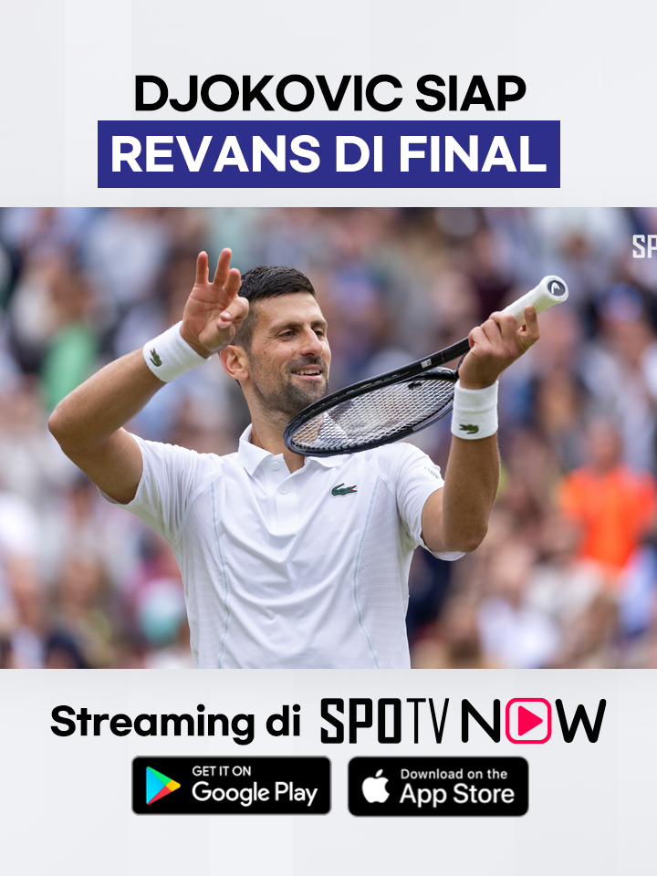 #Wimbledon 🎾 - Novak Djokovic melaju ke Final. Ini menjadi Final ke-10 nya di Wimbledon. Djokovic akan bertemu lawannya di Final tahun lalu, yaitu Alcaraz. Akankah Djokovic revans? Subscribe Tennis Pack untuk nonton Wimbledon dan US Open di SPOTV NOW! ⏭️ https://onelink.to/ppd9pg #SPOTV #SPOTVIndonesia #Tennis #Djokovic #OlahragaTikTok