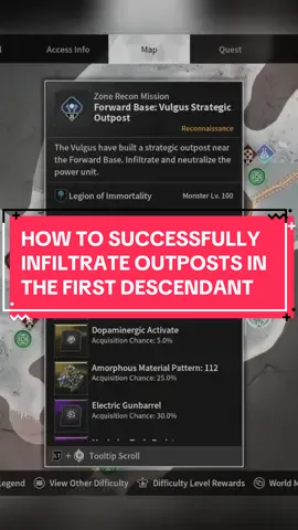 This is a guide on how to successfully infiltrate outposts in the first descendant and increase the drop rate of patterns you need! #thefirstdescendant #xbox #fyp #thefirstdescendantbunny #guide #guide #newgame 