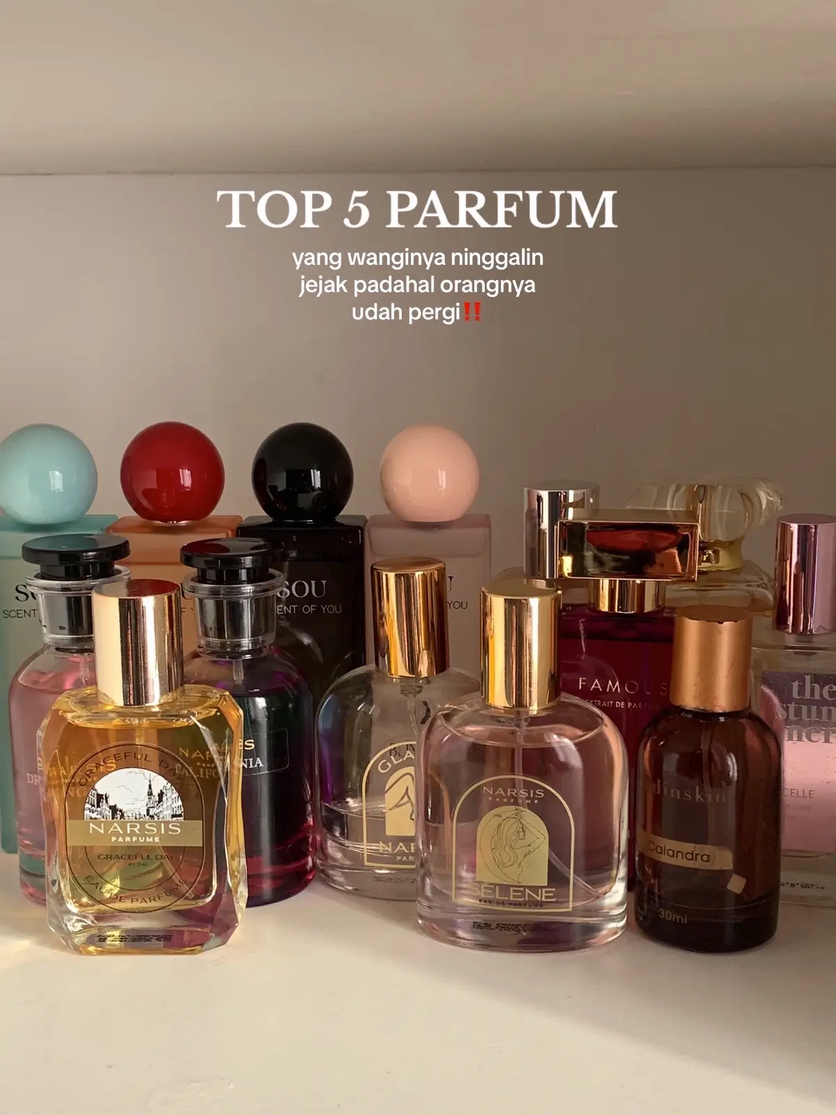 Top 5 parfum yang wanginya enak dan tahan lama yang pernah aku coba!!💗 #parfum #parfumwangi #tahanlama #parfumviral #narsisparfum #narsisglands #fyp 
