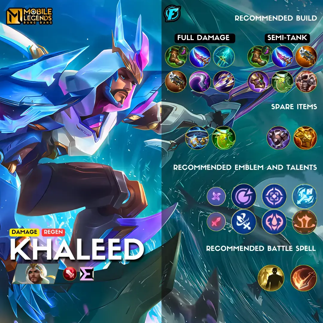 khaleed build and emblem khaleed skill combo khaleed combo khaleed build 2024 khaleed counter  khaleed counter hero #khaleed #khaleedtiktok #mlbb #mlbbph #forsakenmlbb 