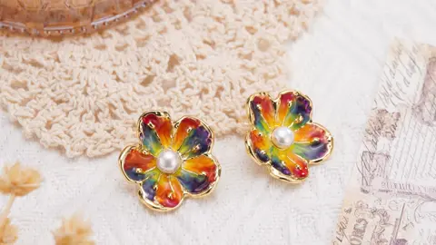 Handmade Enamel Rainbow Mother of Pearl Earrings, artistic jewelry! #handcraftedjewelry #handmadegifts #enameljewelry #giftforher #giftformoms #Womenjewelry #uniquegift #artisanjewelry #uniquegift #flowerjewelry #weddinggift #summerjewelry #bridaljewelry #pearljewelry #rainbowjewelry #flowerjewelry #birthdaygift 