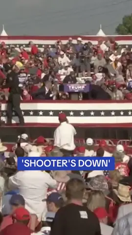 'SHOOTER'S DOWN!' This is the moment Secret Service agents were heard screaming that the shooter was down and giving the all clear to move Donald Trump after a shooting at his campaign rally. #donaldtrump #trump #news #breakingnews 