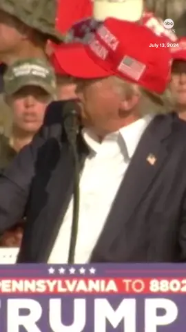 BREAKING: Former Pres. Trump appears to grab his ear and drops to the ground on stage after possible shots are heard at a rally in Pennsylvania. #trump #news #abcnews