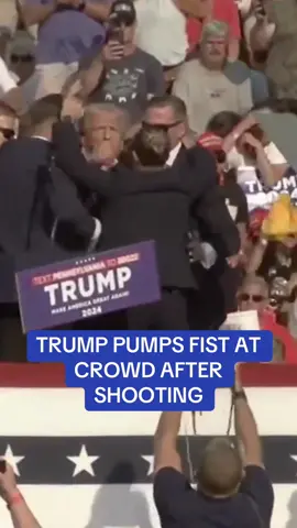 Donald Trump defiantly pumped his fist at his campaign crowd after he appeared to be shot on stage. #donaldtrump #trump #news #breakingnews 