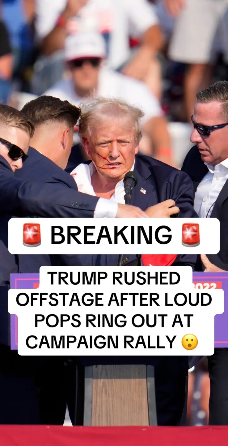 BREAKING: TRUMP RUSHED OFFSTAGE AFTER LOUD POPS RING OUT AT CAMPAIGN RALLY #Trump #Rally #SecretService #Breakingnews