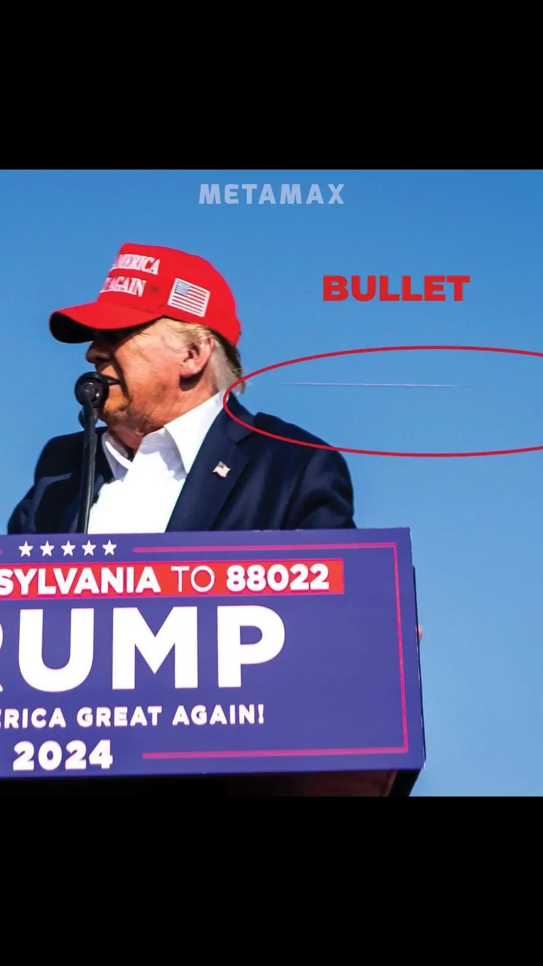 PHOTO SHOWS BULLET FLYING PAST TRUMP'S HEAD #Trump #rally #secretservice #donaldtrump 