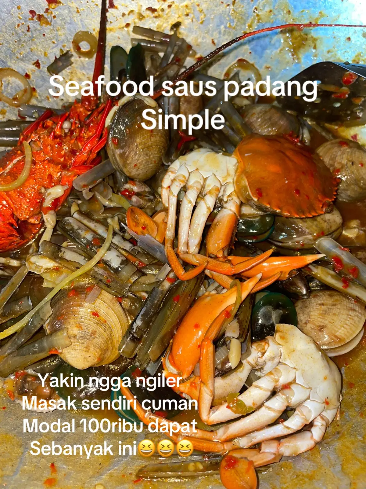 Yakin ngga mau masak sendiri lebih hemat loh banyak lagii😁😁🥰🥰🥰🥰 boleh dicoba#seafood #sauspadang #kerang #fypシ゚ #viraliza 