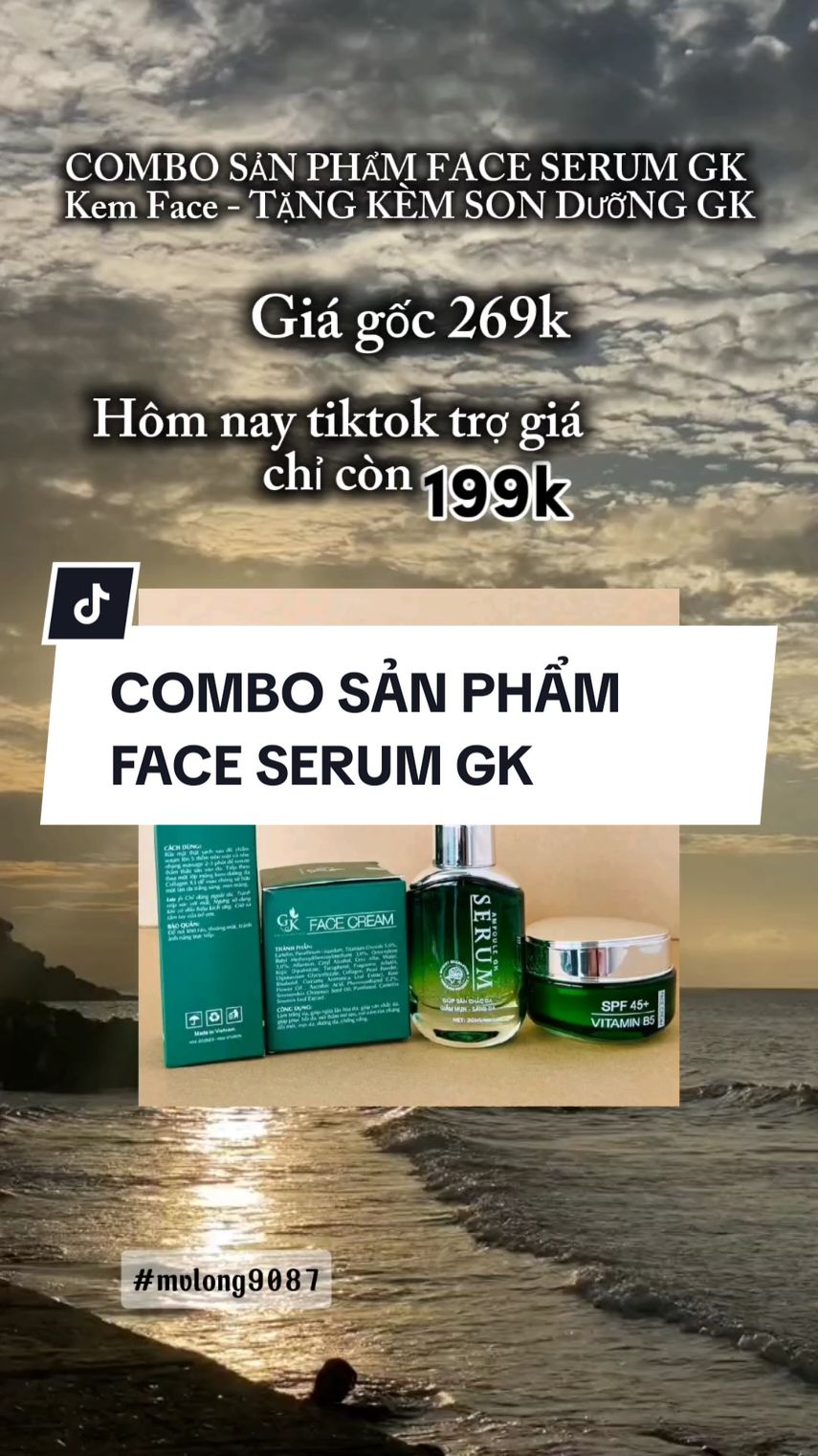 COMBO SẢN PHẨM FACE SERUM GK Kem Face - TẶNG KÈM SON DƯỠNG GK #mvlong9087 #lamdep #chamsocda #serumsangda #serumgk #xuhuong #fypシ゚viral #skincare 