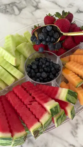 How cute are these crinkle cut fruit fries!? Such a great back to school idea or to take as a side dish on this chilled platter🧊🍉  Shop this platter and wavy tool from my LTK page or from my website linked in bio☺️ #walmartfinds #kitchengadgets @Walmart #asmrfood 
