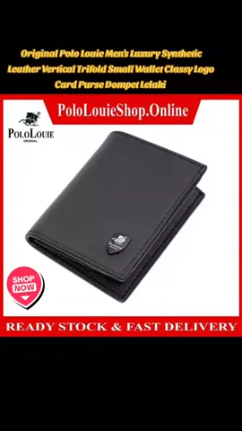 Original Polo Louie Men's Luxury Synthetic Leather Vertical Trifold Small Wallet Classy Logo Card Purse Dompet Lelaki 