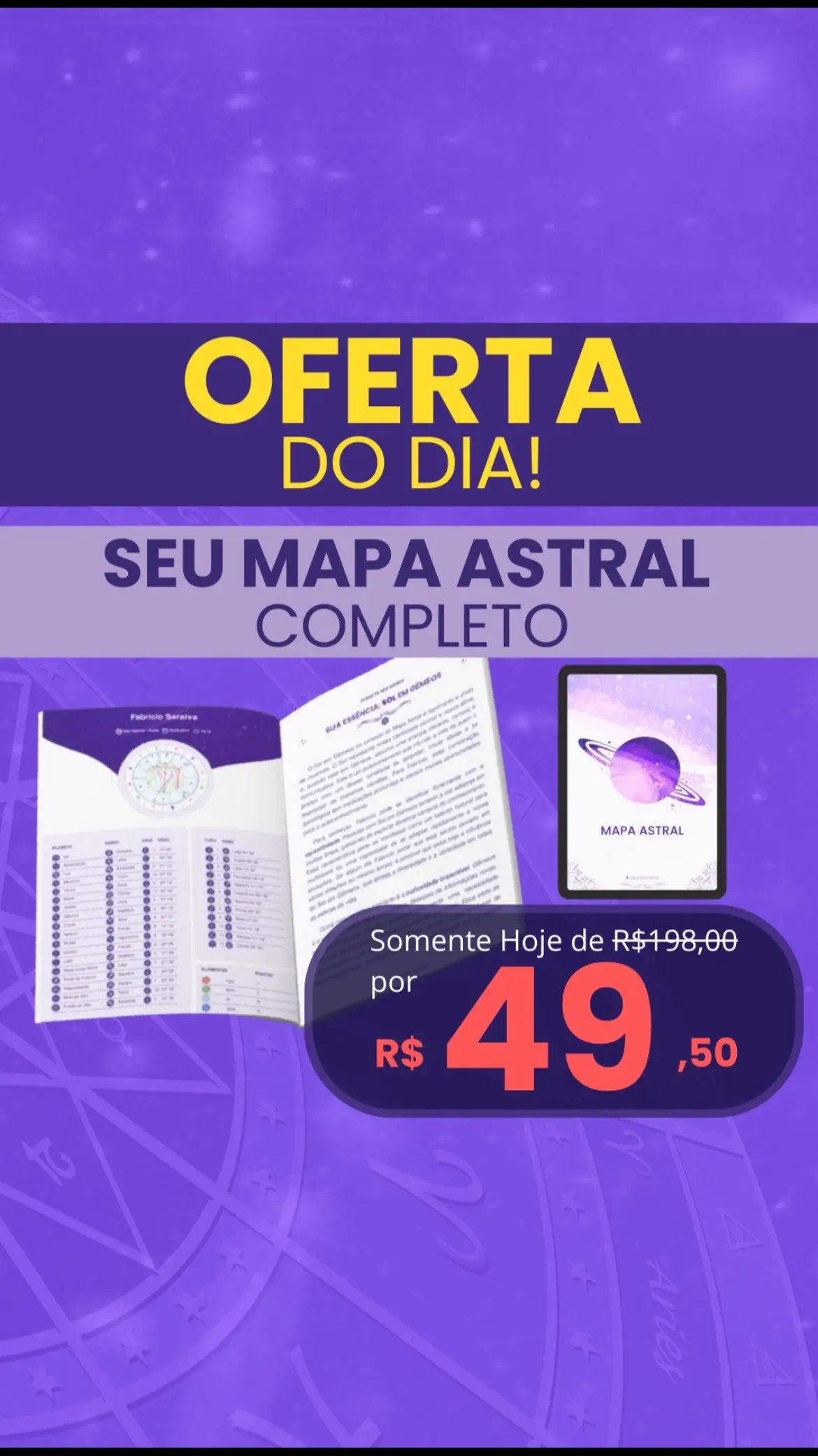 OFERTA DO DIA 🔮🌌 - LINK NA BIO ✨ Você aí! Quer seu Mapa Astral completo, quer saber de tudo sobre os astros na sua vida, como eles podem ajudar e te prejudicar?  SEU MAPA ASTRAL COMPLETO POR UM PREÇO ASTRONÔMICO, CLICA NO LINK DA BIO E FAÇA O SEU!! 🔮 #signos #signo #astrologia #mapaastral #astros #zodiaco #signosdozodiaco 