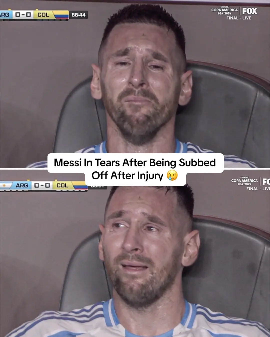 Messi In Tears After Being Subbed  Off After Injury in The Copa America Final 😢 @pardonmytake 