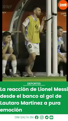 El capitán de la Selección argentina celebró desde el banco de suplentes el gol de Lautaro Martínez en el segundo tiempo del alargue contra Colombia en la final de la Copa América.