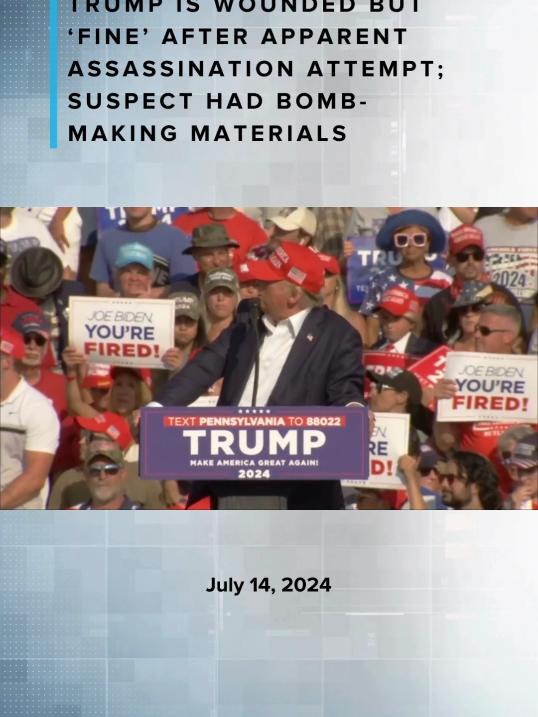 On the heels of an apparent attempt to kill him, former President Donald Trump called Sunday for unity and resilience as shocked leaders across the political divide recoiled from the shooting that left him wounded but “fine” and the gunman and a rally-goer dead. #News #CHEKNews #CHEK #Trump #DonaldTrump #Campaign #Pennsylvania #TrumpCampaign