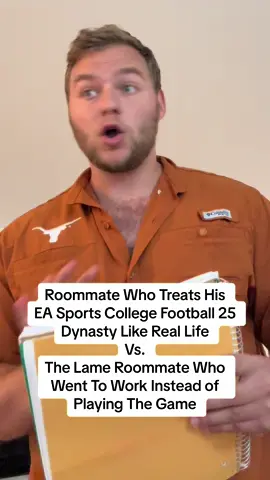 How the battle in households will look this week with the release of EA Sports’ College Football 25: people who are totally locked into the game like their lives depend on it vs people who couldn’t care less. Where do you stand? 🤔  • • • #easports #CollegeFootball #collegefootball25 #videogame #comedyvideo #comedyskit #longhorns 