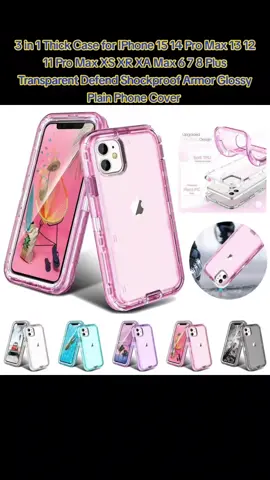 #3in1  #ThickCase  #forIPhone 15 14 Pro Max 13 12 11 Pro Max XS XR XA Max 6 7 8 Plus #Transparent  #Defend  #Shockproof  #ArmorGlossy  #PlainPhoneCover 