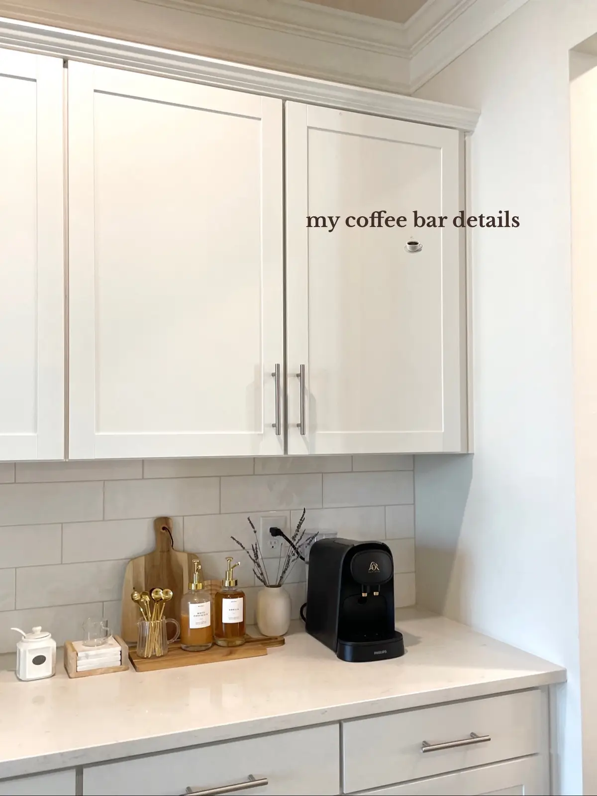 fun fact: i used to HATE coffee, but ive recently discovered lattes (dont ask me how it took this long) and i’ve been loving it 😍 #coffeebardecor #coffeebar #coffeebarideas #coffeecorner #coffeecornerideas #coffeelovers #homedecor #coffeeloversoftiktok #coffeetok @L’OR Coffee USA @Torani #coffeetok #icedlatteathome #homeinspo #coffeebarinspo 