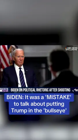 President Biden admitted his comments about putting Donald Trump 'in the bullseye' were a 'mistake,' but insisted he meant there needed to be more 'focus' on the former president's lies and agenda. 🎥 NBC News #trump #trump2024 #biden #biden2024 #politics #trumprally #joebiden #republican #democrat #republicans #democrats 