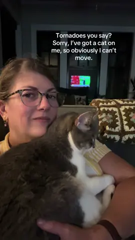 It’s against the law, or so she tells me.  #cat #cats #catsoftiktok #tabbycat #tabby #tornado #tornadoes #tornadowarning #chicago #chicagotiktok #chicagoweather #tornadowatch #stormy #thunderstorm #weather #chicagolife #midwest #midwestern 