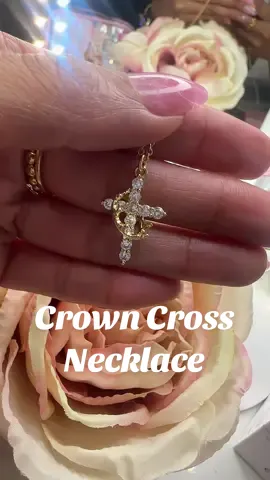 Crown Cross Necklace in stock! #crossnecklace #crownnecklace #necklace #dealsforyoudays #viral 