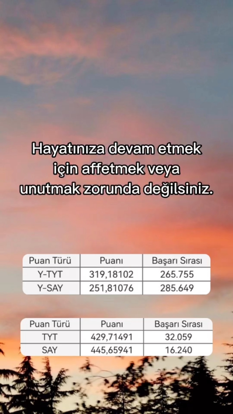 Ösym sonuçları açıklamış...İstediği sıralamayı yapanları tebrik ediyorum, hayallerinize bir adım daha yaklaştınız.Benim söyleyeceklerim, istediği sıralama gelmeyenlere yani en kötü tabir ile KAZANAMAYANLARA.Canım kardeşim, hiç üzülme olur mu? Çoğunuz hem okulu bitirip hem sınavlara hazırlandı, çoğunuz iki belki de daha fazla sınava girdi ve olmadı.Yks'ye ilk girişimde kazanamadım. 286 k yaptım yks de 🙈Ama yılmadım, pes etmedim ve en önemlisi küsmedim. Geri çekilip şöyle bir baktığımda hatalarımı ve eksiklerimi görüp, onların üzerine gittim. Sizler bizim geleceğimizsiniz, keşke eğitim sistemimiz, sizi en stressiz yoldan en hakkettiğiniz eğitimleri alabileceğiniz şekilde düzenlenebilse... Hayatınız sınavdan sınava baskı altında geçmese...Ama bu sistem yıllardır böyle 😕Yapacağınız en önemli şey, pes etmemek, küsmemek, azimle çalışmak ve kendinize güvenmek. Zor gibi gelse de bir kez deneyince oluyor inanın (kendimden biliyorum)İmkanı olanlar bir yıl daha çalışıp eksiklerini tamamlasın, olmayanlar biraz durup sakinleşince başka yolları olduğunu görebilsin (her zaman bir başka yol vardır), ama unutmasınlar ki hayat dediğimiz bu sınavda hiçbir kazanış ya da kaybediş kendimizden ve sağlığımızdan önemli değil.Öperim her birinizi gül yanaklarınızdan 🔖#tyt #ayt #aytfizik #kaynakönerisi #yks #tıpfakültesi #tıpfak #medstudent #med #medstudents #üniversite #dişhekimliği #motivation #motivasyon #aesthetic #ders #dersçalışmak #dersnotları #yksnotları #motivasyon #yks #yks24 #ykstercih #yksaçıklandı #yks2024 #yks2024tayfaçalışıyor #yks2024tayfa #tıp #tıpfakültesi #med #medstudent #kesfet #kesfetteyiz #fyp #fypシ #öneçıkar #onecikar #keşfetteyiz #keşfetedüş #tıpfakültesiöğrencileri #öneal #tıpdünyası #öneçıkar #beniöneçıkart #tt #tiktok #medstudent #yks24 #yks24tayfa #yks24tayfacalisiyor #yks2024 #yks2024tayfacalisiyor #yks2024hazırlanıyoruz #yks25 #yks25tayfa #yks25tercih #yks2025 #yks2025tayfa #yks2025tercih #yks24 #yks24tayfa #yks2024 #yks24tayfaçalısıyor #yks24mf #ykstercihdanışmanlığı #ykstercih #yks24tercih #ykstercihsonuçları#yks #tıp #tıpfakültesiöğrencileri #tıpfakültesi #tip #yks2023tayfa #yks23 #yks2023 #lgs #taylorswift #speaknowtaylorsversion #ykstayfa #motivasyon #ａｅｓｔｈｅｔｉｃ #aesthetic #power #ders #dersçalışmak #yks24 #yks2024tayfaçalışıyor #keşfetteyiz #kesfet #keşfetteyim #keşfet #fypage #fypシ #fyp #yks2025 #yks25 #yksaçıklandı #ykssonuçları #ykssonucu 