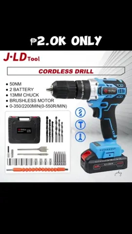 HUJIA 48V cordless heavy duty brushless drill set 13mm adjustable chuck 50NM impact drill 48Vf 2 battery. grabe ang ganda nito kaya order na. #cordlessdrill #drill #cordless #chuck #impactdrill #brushless #hujia #tools #fyp 