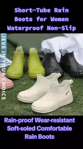 New European and American short-tube rain boots for women, waterproof, non-slip, rain-proof rubber shoes, adult water shoes, kitchen car wash wear-resistant soft-soled rain boots Comfortable Only ₱219.00!