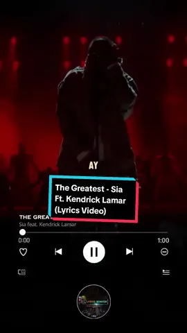 SONG: The Greatest Remix ARTIST: Sia Ft. Kendrick Lamar #thegreatest #sia #kendricklamar #thegreatestsia  #RnB #rnbmusic #rapmusic #Americanmusic #hiphop #rap  #liveperformance  #worldmusic #dmontylyrics #lyricsmonstar #lyrics #Lyricsvideo #afrobeat #africanmusic #concert #lyrics #trend #fyp #viral #foryou 
