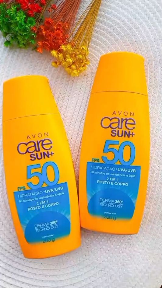Avon Care Sun+ Protetor Solar FPS50, 2 em 1  Sua exclusiva fórmula possui Tecnologia Derma 360° que oferece multiproteção. O equilíbrio perfeito entre proteção e cuidado, tanto para o rosto como para o corpo. Pronta entrega 🛍 💰R$ 57,00  #protetorsolar #avoncare #filtrosolar #avon #fory #fory #protetoravon 