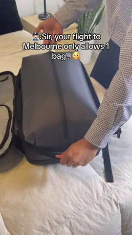 This revolutionary travel backpack 🎒 allows you to pack more and stress less. 😳Finally we can all avoid those useless baggage fees! 😤#melbourne #travel #viral #trending